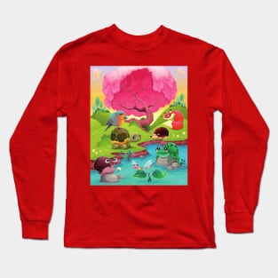 Animal Pond Scene Long Sleeve T-Shirt